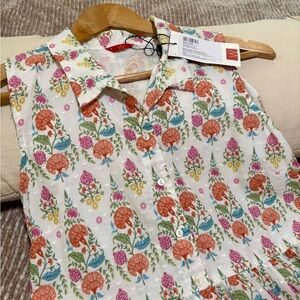 W for Women Multicolor Floral Kurta Top/ Button Long Side Slits